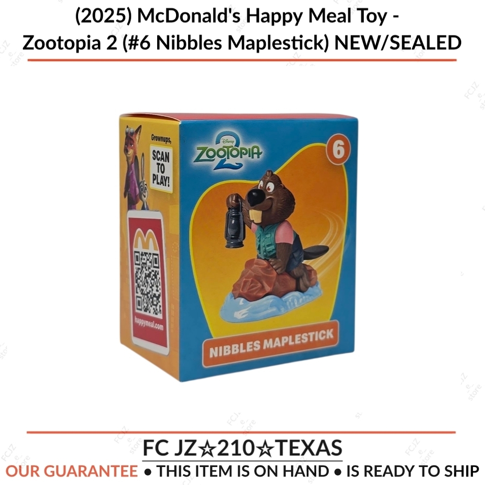 McDonald's Zootopia 2 Nibbles Maplestick Toy - Brown and Orange - Picture 1 of 9